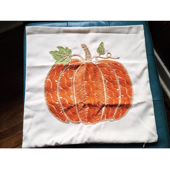 Pumpkin Pillow Cover Fall Decor Accent Thanksgiving Cottage Farmhouse Throw Case - Picture 3 of 14